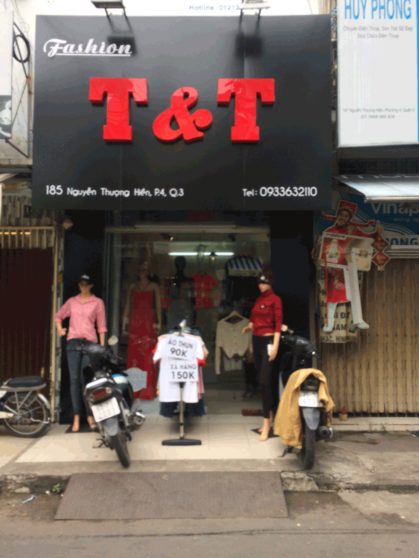 Sang shop thời trang mặt tiền số 185 đường Nguyễn Thượng Hiền, phường 4, quận 3.